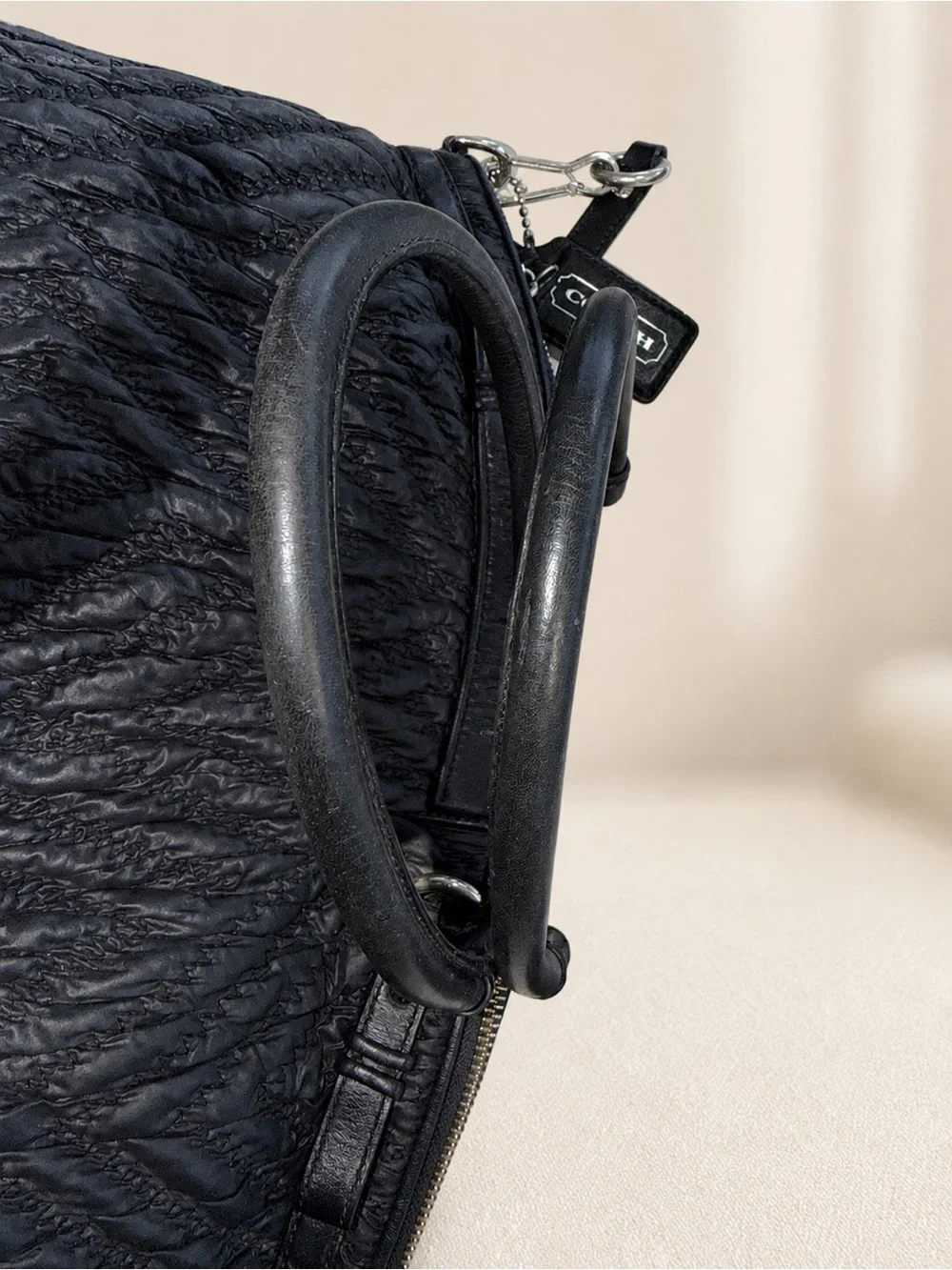 70th Anniversary | Coach Madison Quilted Chevron Nylon Large Lindsey Black